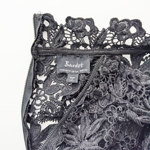 NEW Bardot Elise Lace Floral Cocktail Dress Black - Picture 4 of 7